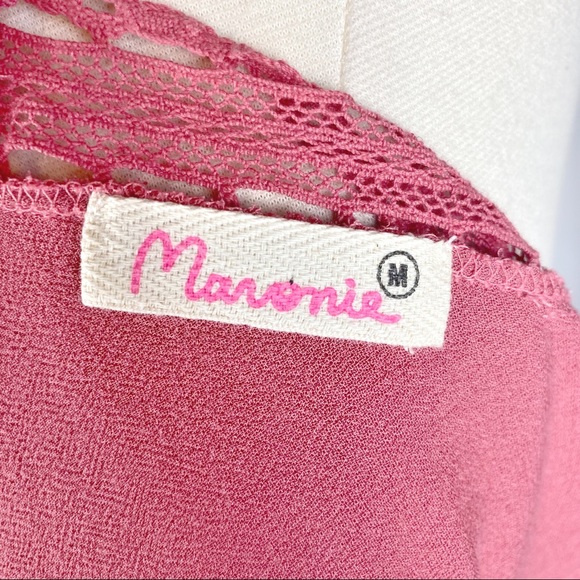 Maronie x Anthropologie Coral Tie Up Mini Dress - Size Medium - Picture 4 of 4